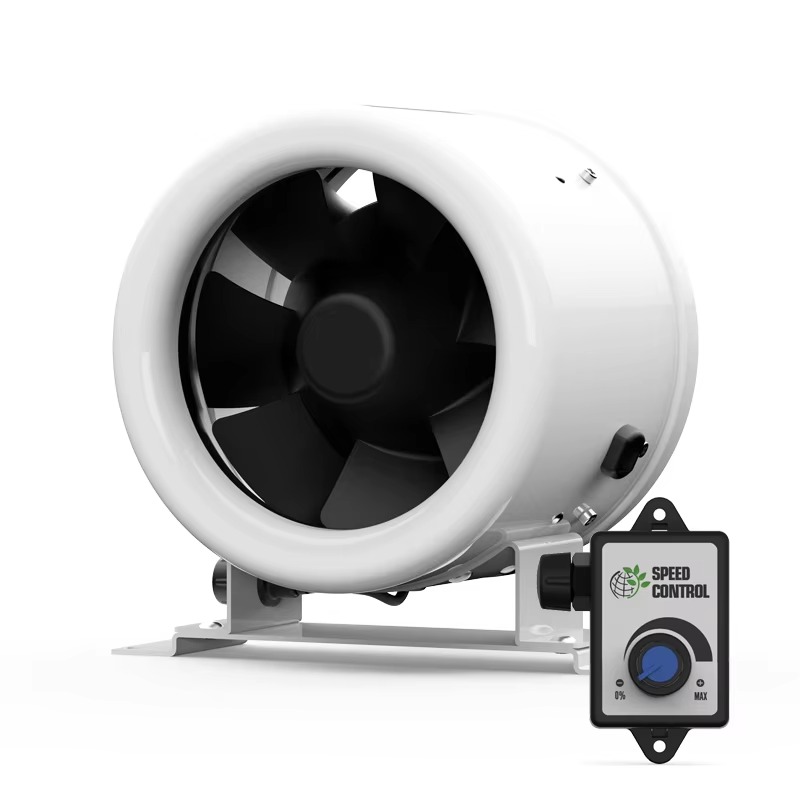 Exhaust Fan Industrial - พัดลมดูดอากาศแบบอินไลน์ขนาด 8 นิ้ว ประหยัดพลังงาน สำหรับงานเกษตรกรรมในเต็นท์ปลูกพืช แบบผสมผสานการไหลหลายทิศทาง