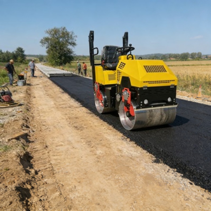 Heavy Equipment In Construction - รถบดถนนแบบดรัมเดี่ยว เครื่องบดอัดสั่นสะเทือนสำหรับงานหนัก รถบดดินและแอสฟัลต์ อุปกรณ์ก่อสร้าง เครื่องยนต์ดีเซล